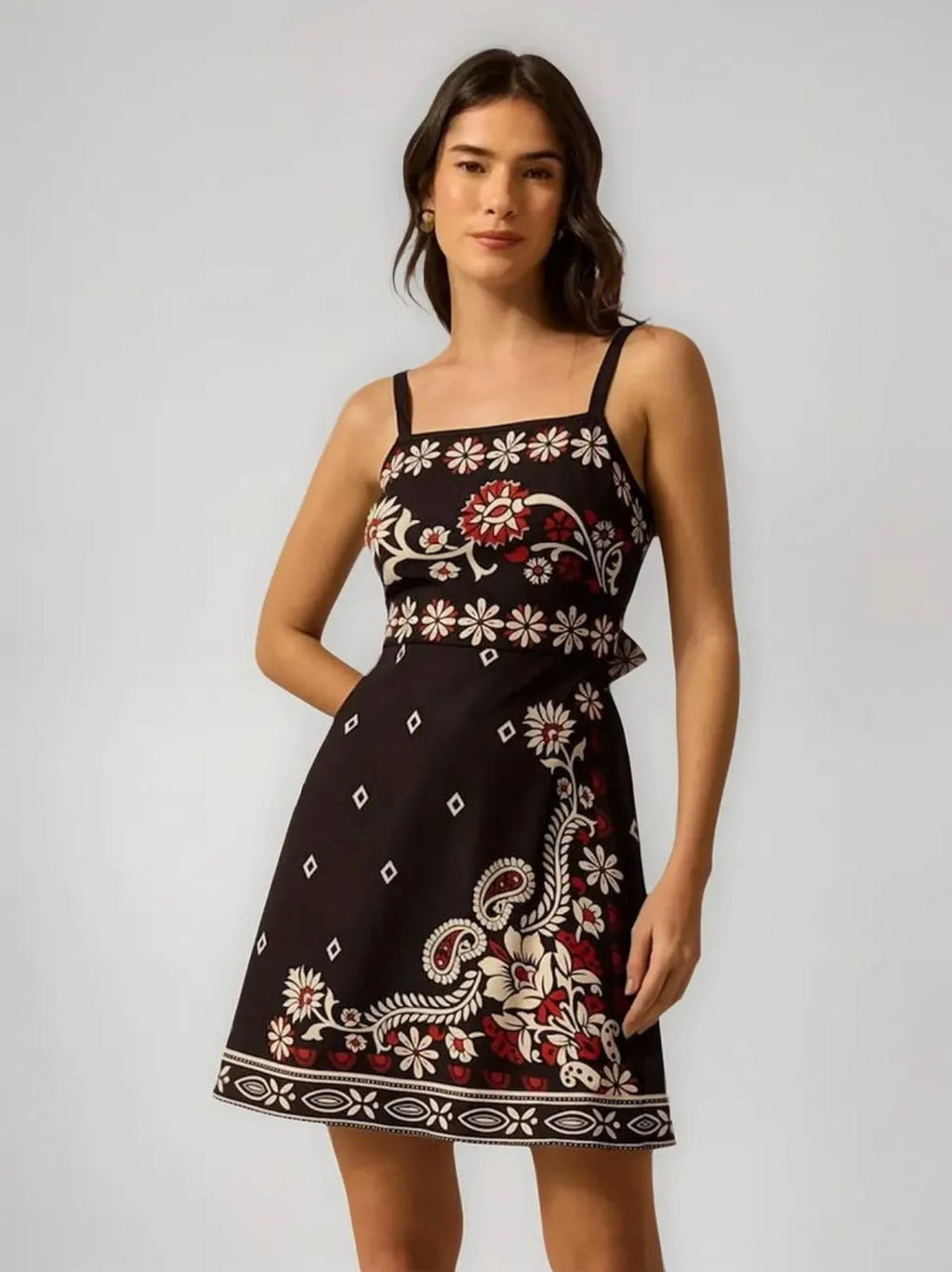 Vestido Preto Estampado